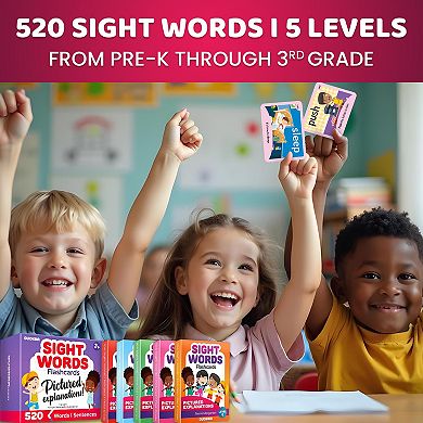 QUOKKA 520 Sight Words Cards Dolch-Based Reading Fluency Flash Cards for Pre-K to 3rd Grade