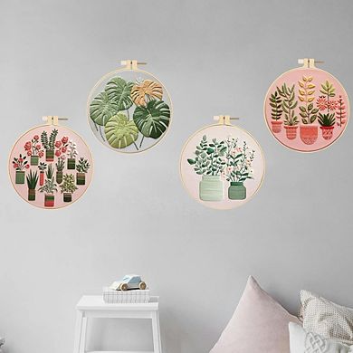 Floral Embroidery Starter Kits, 4-Pack Adult DIY Set
