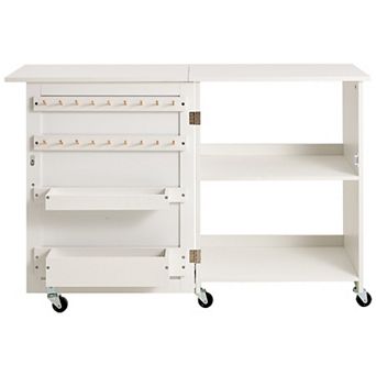 Multipurpose Folding Sewing Table with Magnetic Doors & Storage Trays