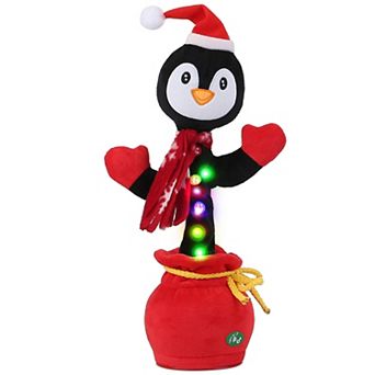 Kids Electric Christmas Plush Toy w/ Dance, Lights, Sound & Interactive Singing Elk, Snowman, Peng