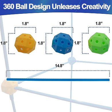 Tubes and Balls Building Set - 48 Tubes 31 Balls 90 Clips, Durable Plastic for Forts & Towers