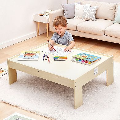 Wooden Train Table 120pc Kids Activity Table with Collapsible Storage Bin