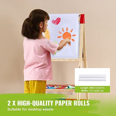 Kids Art Easel Accessory Set 32pc Markers Chalk and Paper Roll Kit