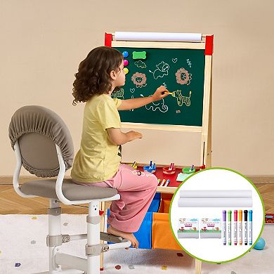 Kids Art Easel Accessory Set 32pc Markers Chalk and Paper Roll Kit