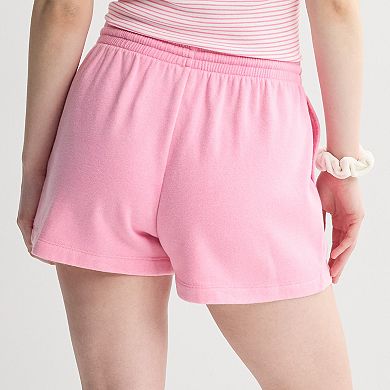 Juniors' Snoopy Tropical Fleece Shorts