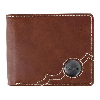 Wrangler Men's Bifold Wallet with Western Stitch Detail