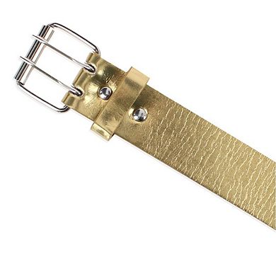 CTM Girl's Metallic Double Grommet Casual Belt with Roller Buckle