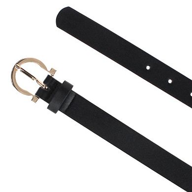 CTM Women's 1-Inch Wide Leather Belt with Gold Buckle