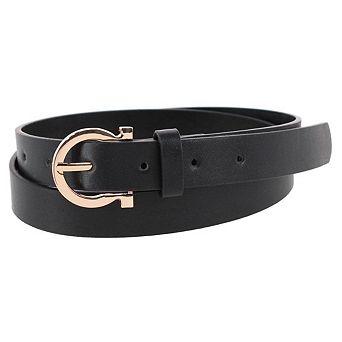 CTM Women's 1-Inch Wide Leather Belt with Gold Buckle