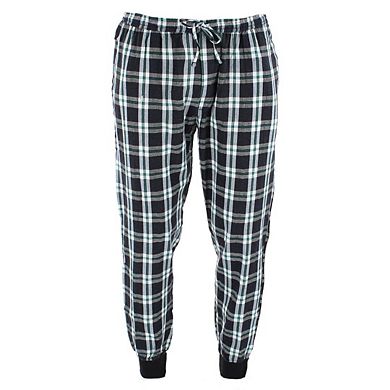 Ten West Apparel Men's Plaid Jogger and Crew Long Sleeve Pajama Set