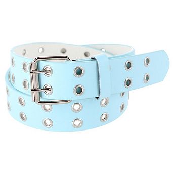 CTM Girl's Double Grommet Casual Belt with Roller Buckle
