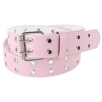 CTM Girl's Double Grommet Casual Belt with Roller Buckle