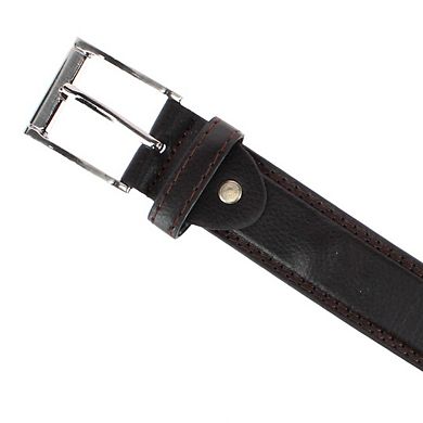 CTM Men's 1.25 Inch Wide Leather Belt with Edge Detail