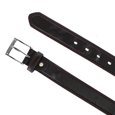 CTM Men's 1.25 Inch Wide Leather Belt with Edge Detail