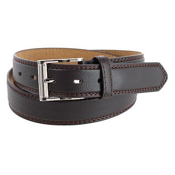 CTM Men's 1.25 Inch Wide Leather Belt with Edge Detail
