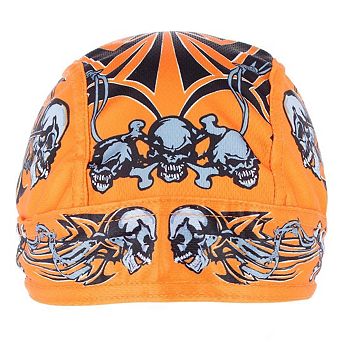 CTM Men's Orange Biker Skull Cap by Wootie