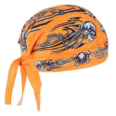 CTM Men's Orange Biker Skull Cap by Wootie
