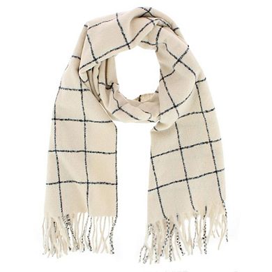 CTM Adult Grid Pattern Soft Winter Scarf with Fringe