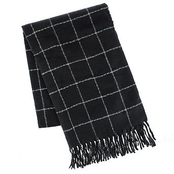 CTM Adult Grid Pattern Soft Winter Scarf with Fringe