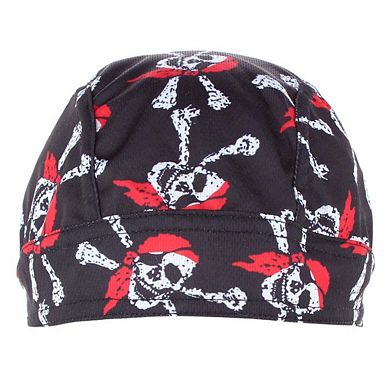 CTM Men's Skull and Crossbones Biker Cap by Wootie