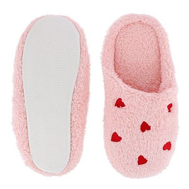 CTM Women's Love Heart Print Slippers