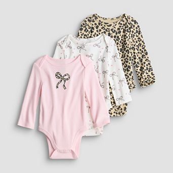 Baby Girl Jumping Beans® 3-Pack Long Sleeve Lapped Shoulder Bodysuits