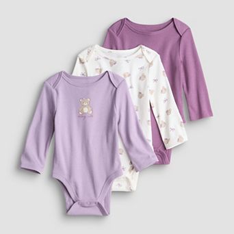 Baby Girl Jumping Beans® 3-Pack Long Sleeve Lapped Shoulder Bodysuits