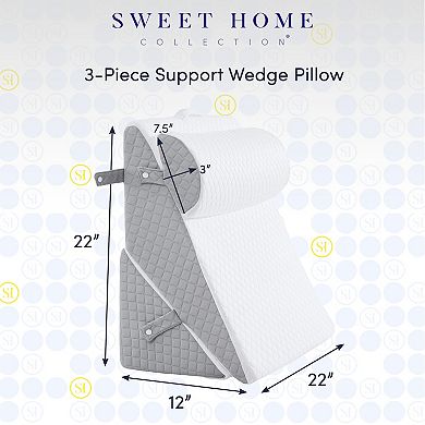 Sweet Home 3-Piece High Density Foam Support Wedge Pillow Set