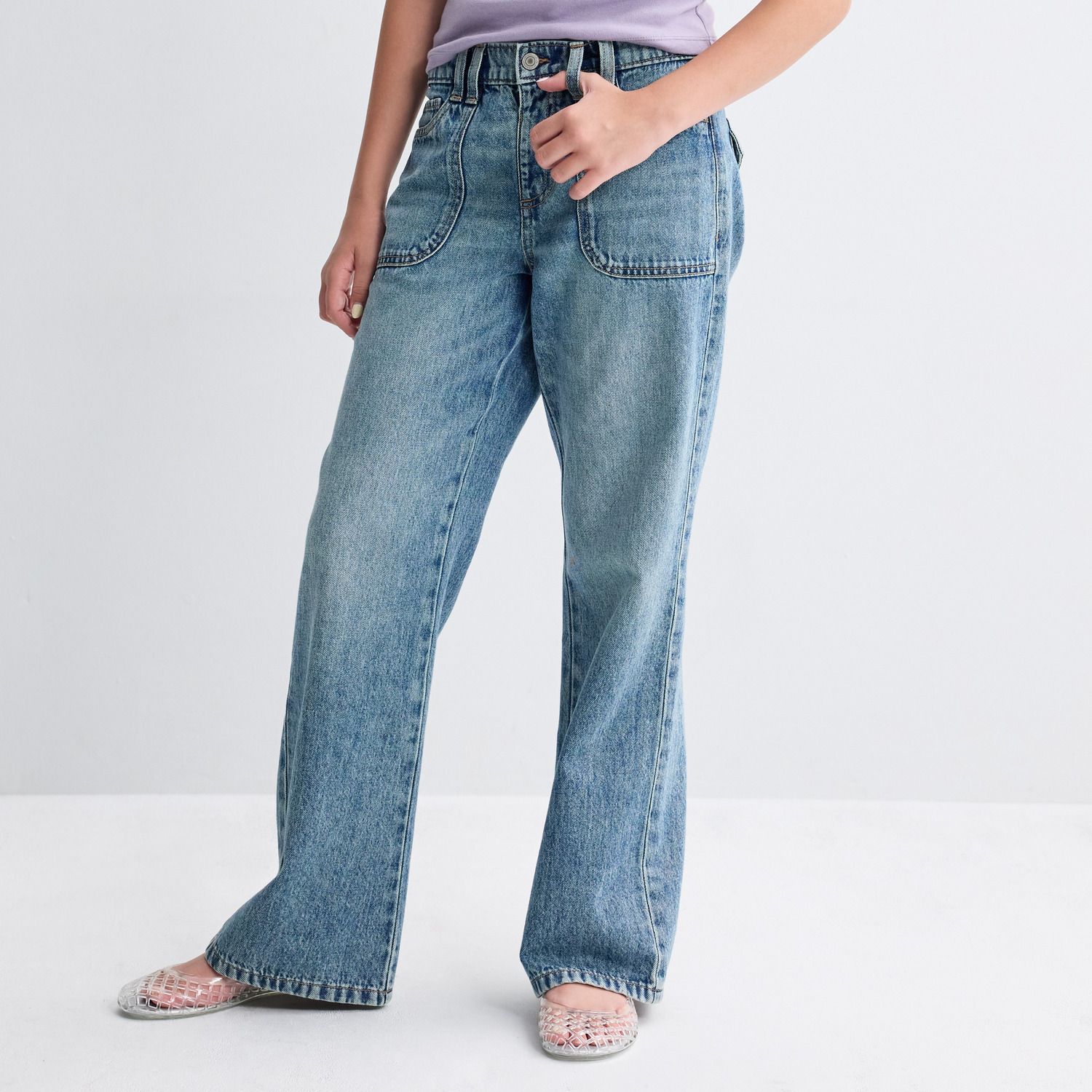 Джинсы SO® Mid Rise Porkchop Pocket Baggy Jeans для девочек