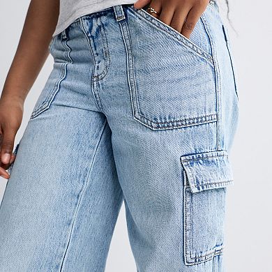 Girls 7-20 SO® Mid Rise Wide Leg Cargo Jeans in Regular & Plus Size