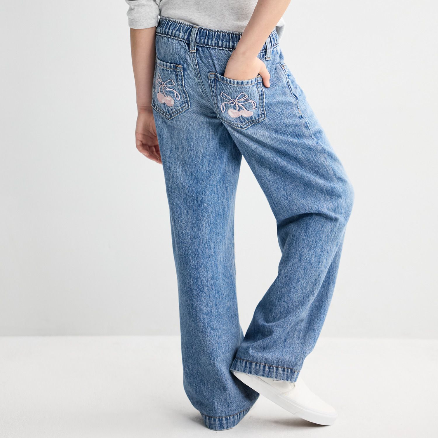 Джинсы SO® Mid Rise Pull On Wide Leg Jeans для девочек — фото 2
