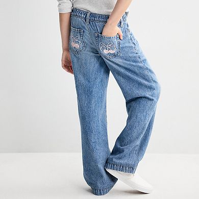 Girls 6-20 SO® Mid Rise Pull On Wide Leg Jeans in Regular & Plus Size