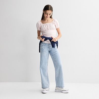 Girls 7-20 SO® Mid Rise Pull-On Wide Leg Jeans in Regular & Plus Size