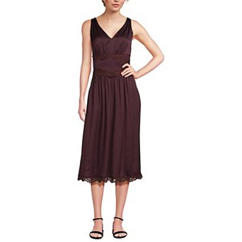 Women's Lands' End Satin Sleeveless Lace Detail Dress
