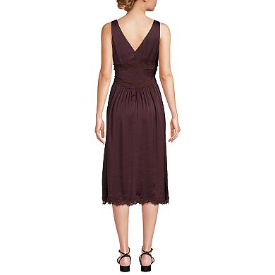 Women's Lands' End Satin Sleeveless Lace Detail Dress