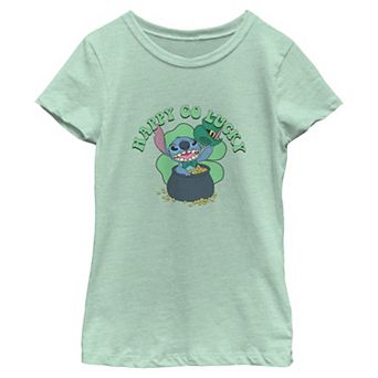 Girls' Disney Stitch Happy Go Lucky Short Sleeve Graphic Tee