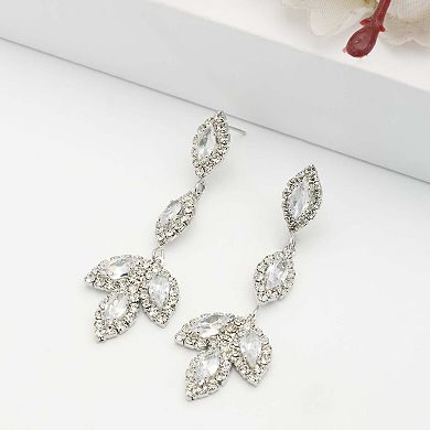 AGP PARIS Sparkling Leafy Drop Earrings