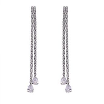 AGP PARIS Silver Double Long Earrings