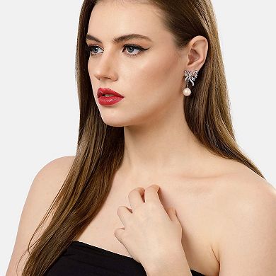 AGP PARIS Silver colored Butterfly Drop Earrings