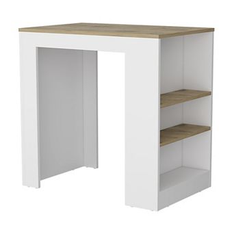 Lacour Kitchen Island, Kitchen Bar Table with 3-Side Shelves