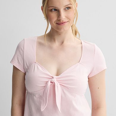 Juniors' Pink Republic Tie Babydoll Top