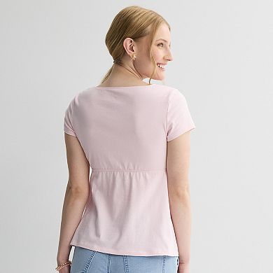 Juniors' Pink Republic Tie Babydoll Top