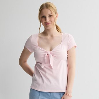 Juniors' Pink Republic Tie Babydoll Top