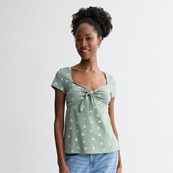 Juniors' Pink Republic Tie Babydoll Top