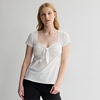 Juniors' Pink Republic Tie Babydoll Top
