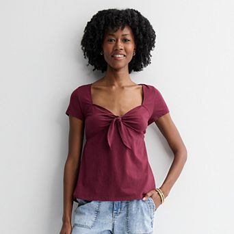 Juniors' Pink Republic Tie Babydoll Top