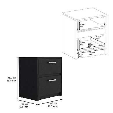 Bethel 2 Drawers Nightstand with Handles
