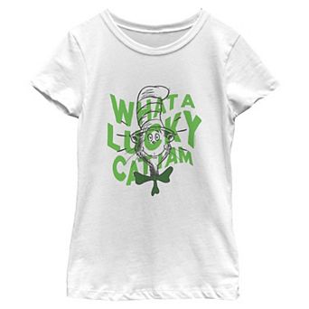Girls' Dr. Seuss Lucky Cat In The Hat Short Sleeve Graphic Tee