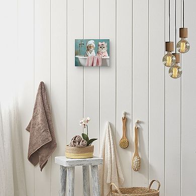 Bath Divas II 11 x 14 Cat Bathing Canvas Wall Art