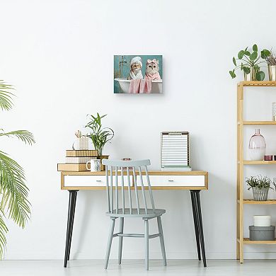 Bath Divas II 11 x 14 Cat Bathing Canvas Wall Art